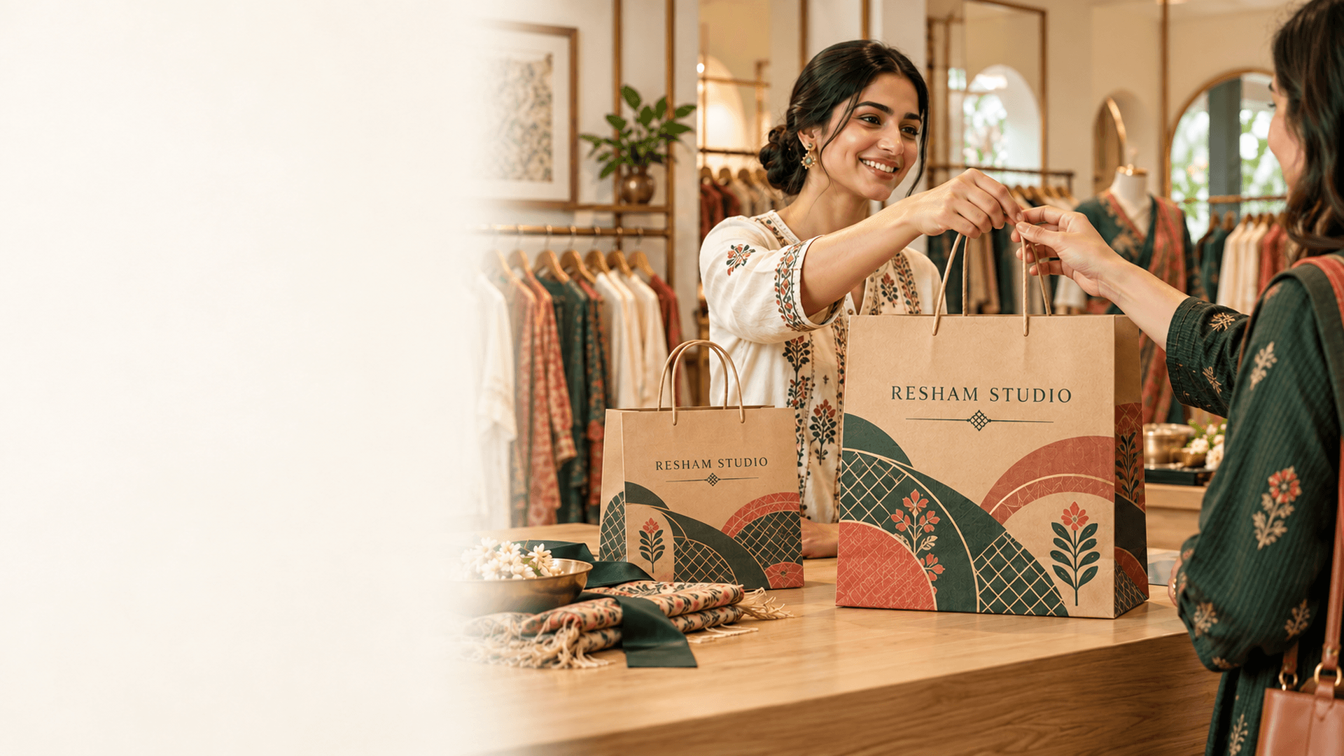 Custom Printed Luxury Kraft Retail Bags - Resham Studio